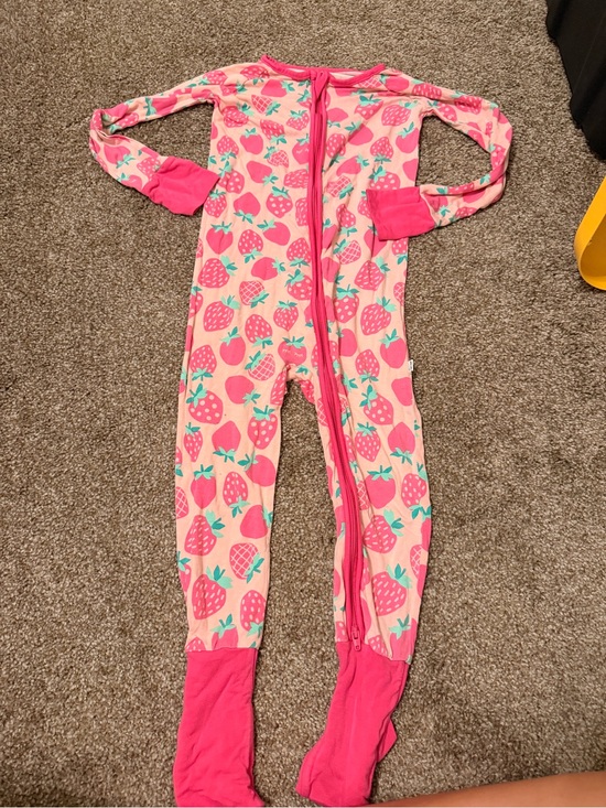Little Sleepies Other - Little Sleepies Pink Strawberry Print Footed Pajamas